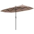 thumbnail image 2 of Costway 13 FT Large Patio Umbrella with LED Solar Lights Crank Handle 12 Heavy-Duty Ribs Brown, 2 of 10