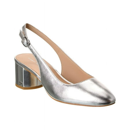 

Stuart Weitzman Bridgt 50 Leather Slingback Pump 9.5 Silver