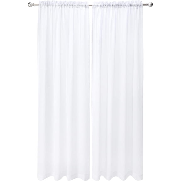Sheer Curtains White 95 Inches Long, Window Treatments Grommet Top Voile Drapes for Living room, Bedroom, Semi Crinkle Curtain Panels for Yard, Patio, Villa, Parlor, Set of 2, 52"x95", by Mystic Home