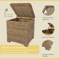 thumbnail image 3 of Krikacy Wicker Storage Cabinet Side Table,All-Weather HDPE Hand-Woven Rattan End Table, Light Brown, 3 of 6