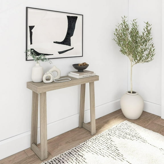 WANBIN 36" Solid Wood Console Table, Narrow, Seashell