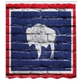 thumbnail image 3 of Ambesonne Wyoming Shower Curtain, State Flag Paint on Bricks, 69"Wx84"L, Night Blue White, 3 of 3