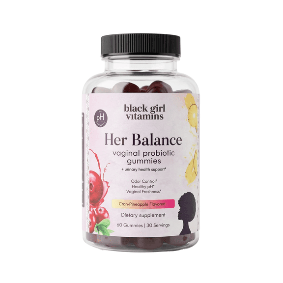 Black Girl Vitamins Her Balance Vaginal Probiotic Gummies – pH Balance & Odor Support, Feminine Health Urinary Tract Support, 2B CFU Lactobacillus, Vegan, Gluten-Free, Halal (30-Day Supply)