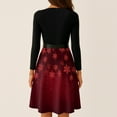 thumbnail image 4 of Women's Casual Fashion Long Sleeve Christmas Graphic Printed Vintage Long Dresses, V-Neck, Retro Style, Holiday Print, Party Dress, Casual Wear, Festive,Deep Red,2XL, 4 of 6