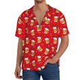 thumbnail image 1 of Balery Christmas Hat beer Camisa Casual de Manga Corta con Botones para Hombre, Texturizada, Estilo Cubano, para Playa, Verano-XX-Large, 1 of 5