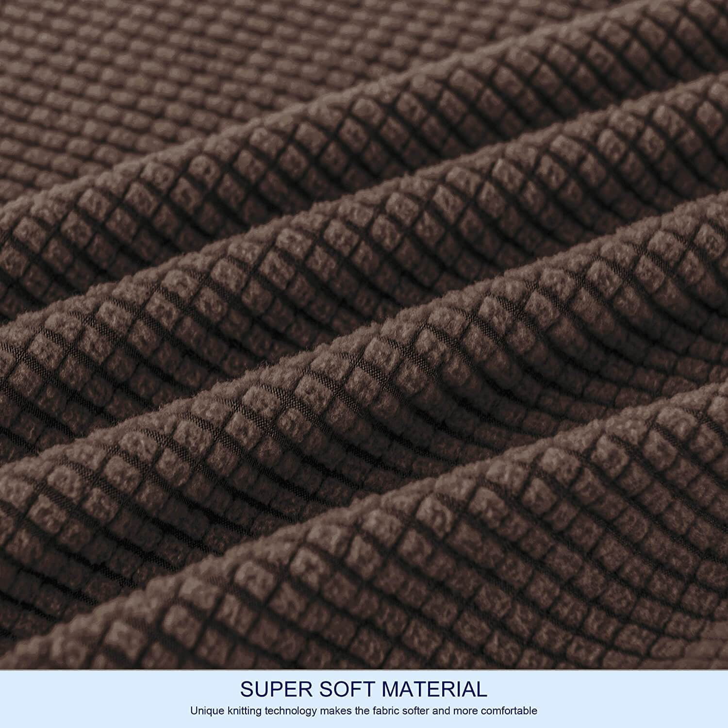 Subrtex Textured Grid Stretch Sofa Cover Couch Slipcover with Separate Cushion Cover (Chocolate, Armchair)