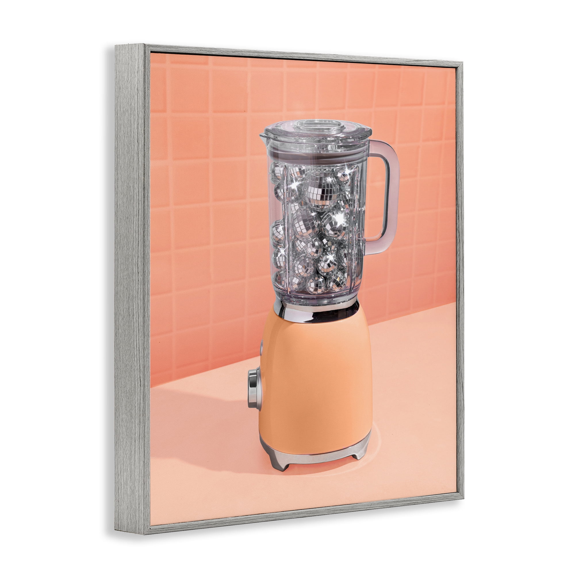 Orange Retro Disco Blender Gray Framed Giclee Art, design by LISH Creative