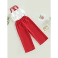 thumbnail image 3 of Bagilaanoe 2Pcs Little Girls Long Pants Set Sleeveless Ruffled Camisole Tops + Trousers 3T 4T 5T 6T 7T Kids Casual Outfits, 3 of 8