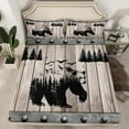 thumbnail image 2 of jejeloiu Bear Silhouette Bed Sheets,Old Wooden Board King Sheets,Tropical Plant Tree Sheet Set For Teens,Luxury Bedroom Decor,4pcs, 2 of 7