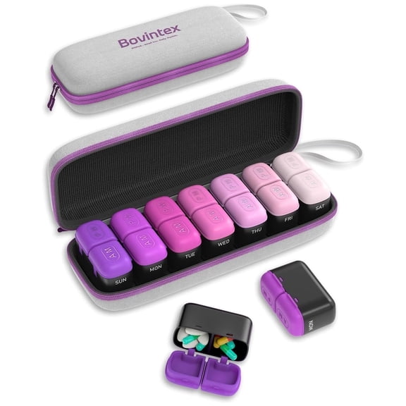 Weekly Pill Organizer 2 Times a Day, 7 Day Travel Medicine Pill Organizer with Moisture-Proof Silicone Lid, Large AM PM Daily Pill Bottle for Vitamins & Supplements