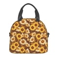 thumbnail image 2 of Goofa Brown Wood Grain Sunflower B Pattern Lunch Bag ,Insulated Lunch Box, Small Leakproof Cooler Food Lunch Containers Reusable High Capacity Lunch Tote Bags, 2 of 8