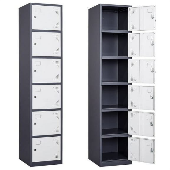 MIIIKO Metal Locker for Gym, School, Office, 71" Metal Storage Locker Cabinets for Employees, Students Steel Lockers Five Tier, 6 Door