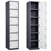 MIIIKO Metal Locker for Gym, School, Office, 71" Metal Storage Locker Cabinets for Employees, Students Steel Lockers Five Tier, 6 Door