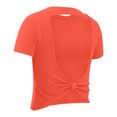 thumbnail image 6 of TEAJOPSUU Womens Summer Tops Backless Short Sleeve Twist Back Athletic Shirts Casual Outdoor Solid Blouses Red, 6 of 8