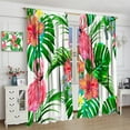 thumbnail image 4 of Tropical Green Plant Curtain Flower and Flamingo Blackout Print Rod Pocket Window Drapes for Bedroom Living Room 42x54in, 4 of 6
