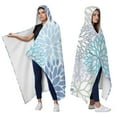 thumbnail image 2 of Wearable Blanket,Blue Floral Leaf Pattern Hooded Wearable Flannel Blanket for Adults & Teens,Winter Poncho Shawl Wrap Cape Cozy Anti-Pill,60"x80", 2 of 5