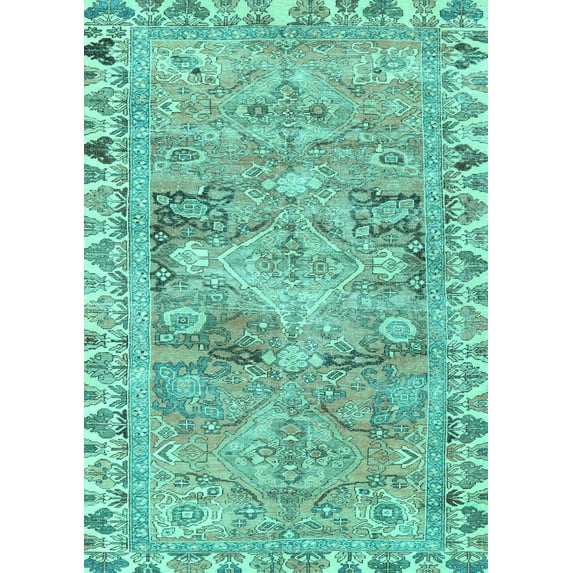 Ahgly Company Indoor Rectangle Persian Turquoise Blue Traditional Area Rugs, 8' x 12'