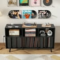 thumbnail image 5 of Large Record Player Stand, Mid Century Turntable Table with Record Storage, Vinyl Record Storage Cabinet, 5 of 7