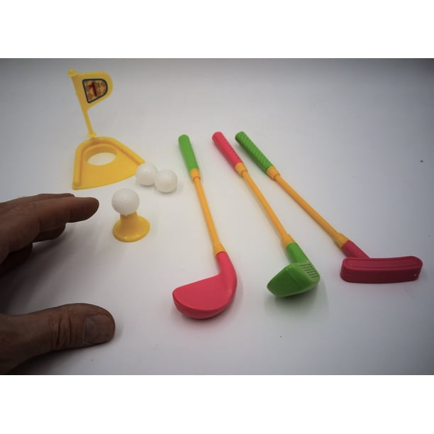Mini Plastic Golf Clubs, Ball And Hole Cup Toy (8 inch