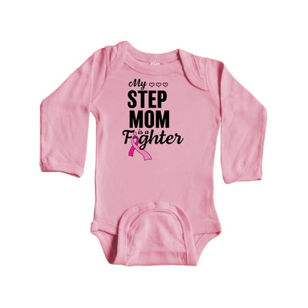 

Inktastic Breast Cancer Awareness My Step Mom is a Fighter Gift Baby Boy or Baby Girl Long Sleeve Bodysuit