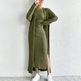 thumbnail image 4 of Feancey Women Sweater Dress Set Knit Bodycon Dresses & Long Cardigan 2 Piece Outfits Fall Sleeveless Slit Maxi Dresses Army Green L, 4 of 10