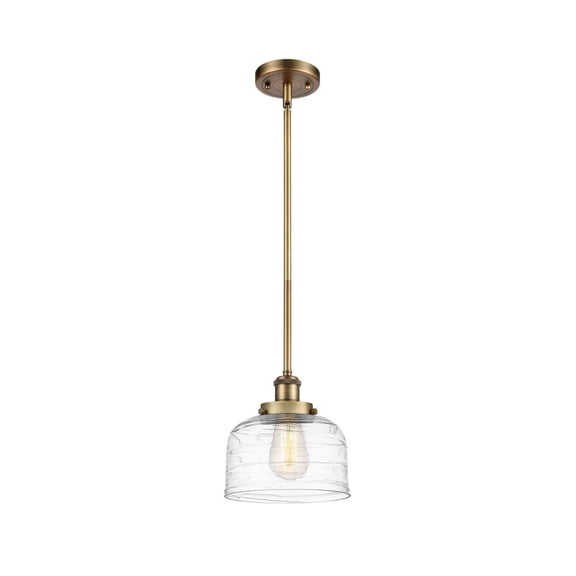 916-1S-BB-G713-Innovations Lighting-Bell - 1 Light Stem Hung Mini Pendant In Industrial Style-10 Inches Tall and 8 Inches Wide-Brushed Brass