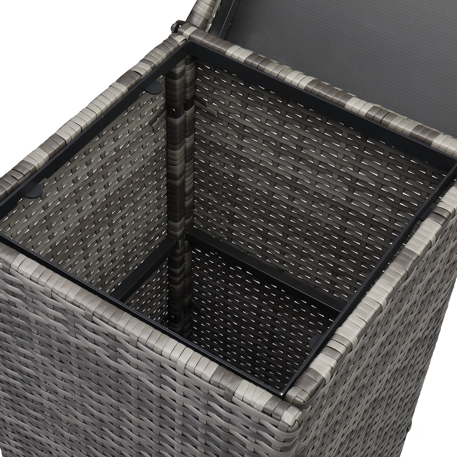 Rattan Trash Can with Top Cover, Indoor/Outdoor Use, PE Rattan, Retro Elegant Style, Gray Gradient