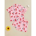 thumbnail image 4 of Suealasg Kids Girls Pajamas Set 1T 2T 3T 4T 5T Toddler Girls Summer Sleepwear Set Butterfly Fruit Print Button Short Sleeves Shirt Shorts 2Pcs Little Girls Loungewear Sets, 4 of 7
