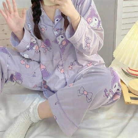 

Sanrio Hello Kitty Soft Coral Fleece Home Clothes 2 Piece Set Women Pullover Tops Pants Pajamas Suit Female Plush Sleepwear