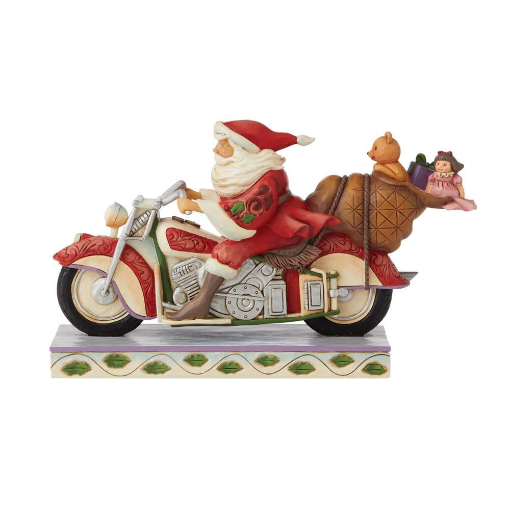 Jim Shore Heartwood Creek Christmas Santa Riding Motorcycle Figurine 6008883 