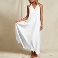 thumbnail image 3 of Uootdi Maxi Dresses for Women Halter Neck Sleeveless Button Detail Dresses Loose Flowy Casual Long Dresses Gift, 3 of 8