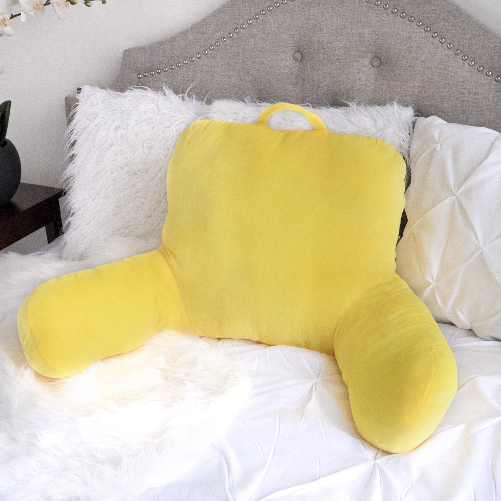 Sweet Home Micro Plush Back Support w/ Arms Bed Rest Pillow Lounger