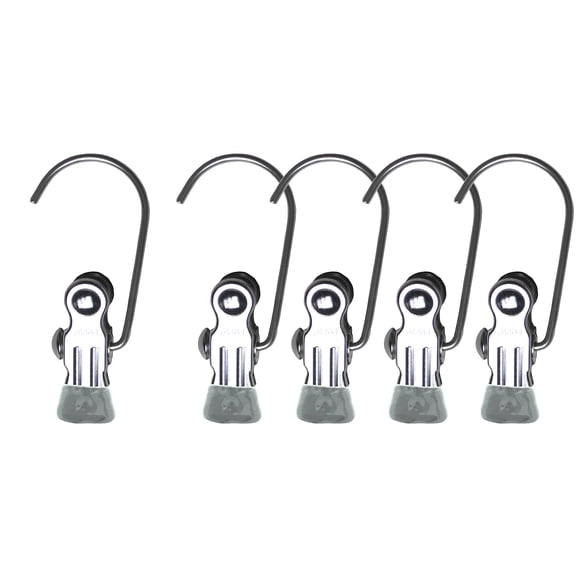 Mawa by Reston Lloyd Accesorio Portátil Antideslizante Semi Redondo Gancho Individual Pinzas/Clips para Colgar Ropa para Ropa o Viajes Estilo K/1 Juego de 5 Plata