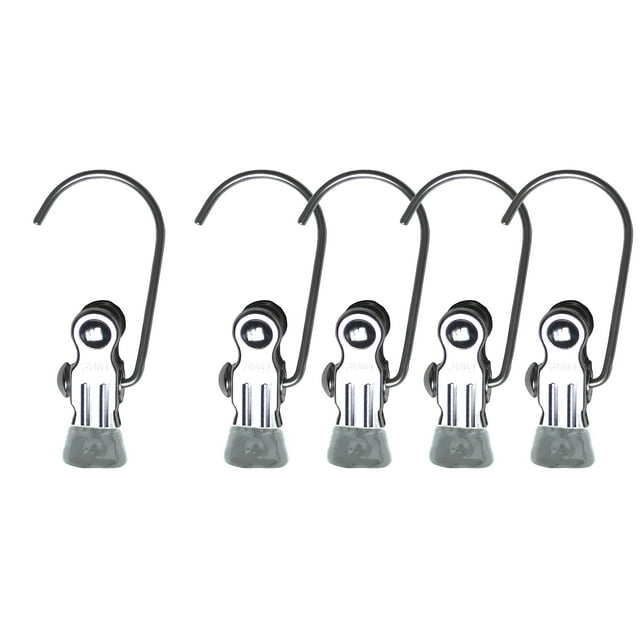 Mawa by Reston Lloyd Accesorio Portátil Antideslizante Semi Redondo Gancho Individual Pinzas/Clips para Colgar Ropa para Ropa o Viajes Estilo K/1 Juego de 5 Plata