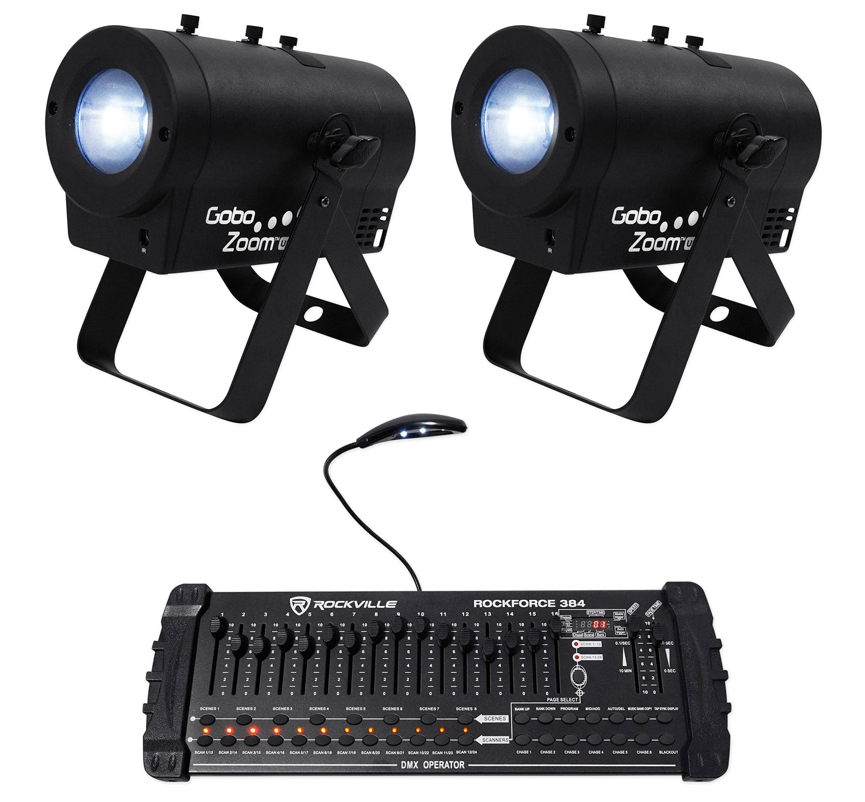 2) Chauvet DJ Gobo Zoom USB Custom Gobo Projector Lights+10 Gobos+DMX