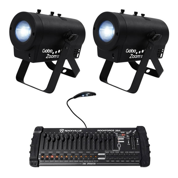 2) Chauvet DJ Gobo Zoom USB Custom Gobo Projector Lights+10 Gobos+DMX