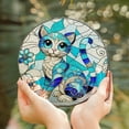 thumbnail image 3 of Lotusprinthandmade Colorful Cute Cat Stained Glass Suncatcher for Window Hanging Cir4in, cute cat window hanging, colorful cat glass art, 3 of 4