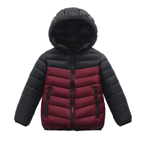 Teens Winter Coats with Hooded Puffer Jacket Red Puffer Coat Full-Zip Long Sleeve Lightweight Waterproof Jacket Kids 12-13 Years Boys Jacket