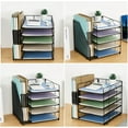 thumbnail image 5 of Desk Organizers and Accessories, 5-Tier Paper Letter Tray Organizer with File Holder, Desktop Organizer for Office Supplies (Black), 5 of 7