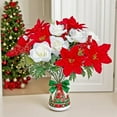 thumbnail image 5 of Tutuviw 24 Pcs Fake Poinsettia Flowers Artificial Flowers Bouquet Mixed Red Holly Berries Roses 17in Faux Poinsettia Bush with Stem Christmas Floral Arrangement Holiday Decor Bouquet (No Vase), 5 of 7