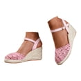 thumbnail image 3 of YLYL Women's Espadrilles Sandals Ankle Strap Buckle Closed Toe Platform Wedge Heel Summer Sandals, 3 of 9