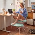 thumbnail image 4 of Pinmoco Ergonomic Cross Legged Swivel Chair, Wide Swivel Vanity Chair with Back Support, Height Adjustable for Criss Cross Sitting, Green, 4 of 15