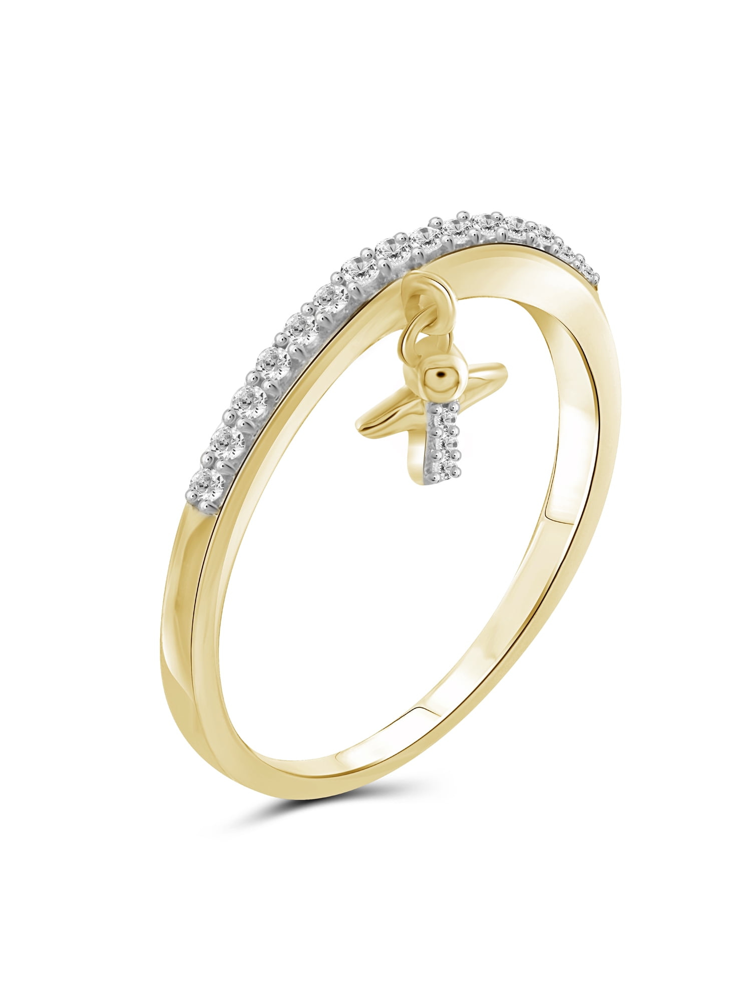 JewelersClub Diamond Rings for Women – 1/5 Carat White Diamond Ring Jewelry– 14K Gold Plated Silver Bands for Women –– Ring by JewelersClub