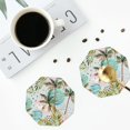 thumbnail image 4 of Honeii Watercolor Palm Tree print Leather Coaster Set of 4, ideal for safeguarding your furniture from drinks spills and effortless cleanup-Octagon, 4 of 6