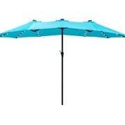 15ft Patio Umbrella With Solar Led Lighted,Double-Sided Outdoor Umbrella for Garden Extra Large