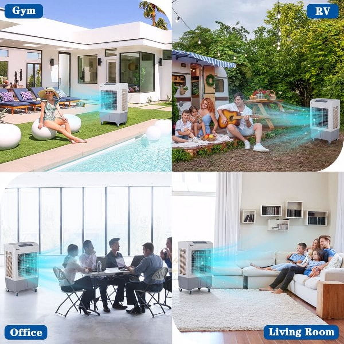 Swamp Cooler,2647CFM Portable Evaporative Air Cooler for Room Garage Patio,3-in-1 Air Cooling Fan for Outdoor Indoor ,10.57 Gal Large Water Tank & Scroll Casters,3 Speeds,4 Ice Boxes,12H Timer,Remote