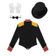 Eandarui Women's Ringmaster Costume Velvet Showman Halloween Cosplay Costume Adult Stage Performance Black L