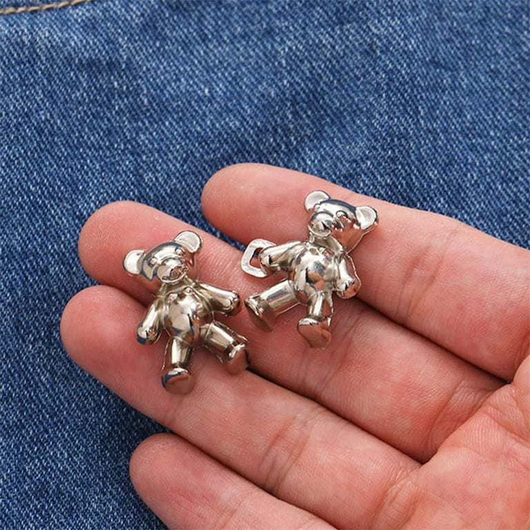  3 Pairs Bear Clips for Pants Bear Buttons for Jeans