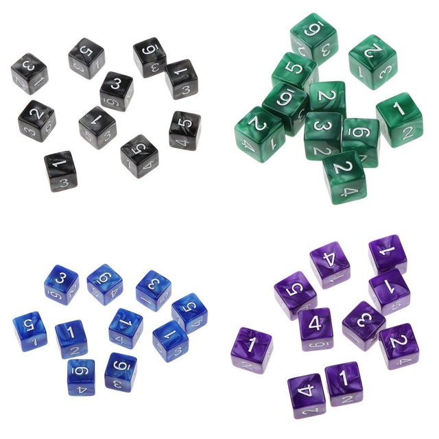 40 Uds dados acrílicos D6 dados de juego de de 6 caras para accesorios Negro Azul Púrpura Zulema Dados poliédricos