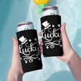 thumbnail image 3 of 2 Pieces Neoprene Beer Can Cooler Insulated Collapsible Beer Sleeve Lucky Clover Can Cooler Sleeve for Energy Drink & Beer, 3 of 4
